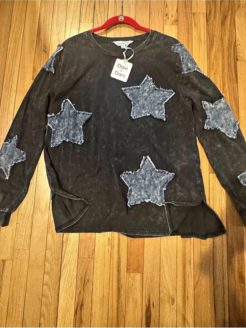 Davi&Dani Stud Star Patch Acid Washed oversized Small